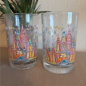 Walt Disney World 25th Anniversary Edition Glasses Set of 2 Vintage